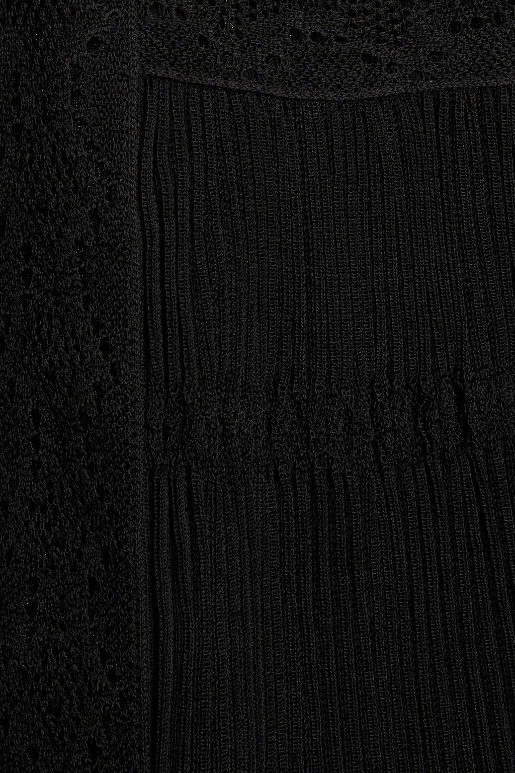 ALAÏA Pointelle-trimmed ruffled ribbed silk mini dress