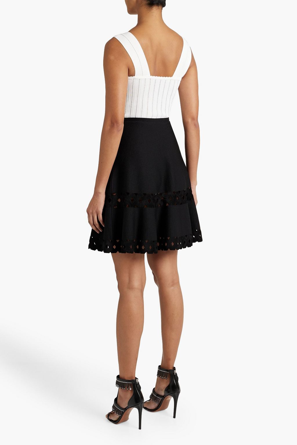 ALAÏA Jersey-paneled ribbed-knit bodysuit