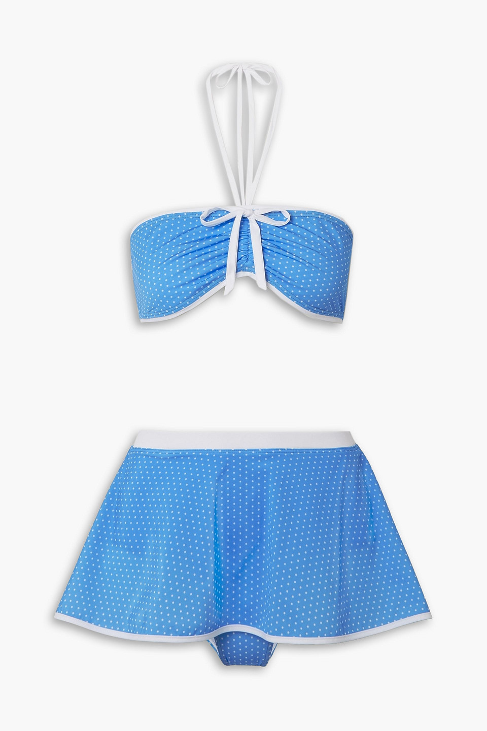 Miguelina Dory Polka-dot Halterneck Bikini In Blue