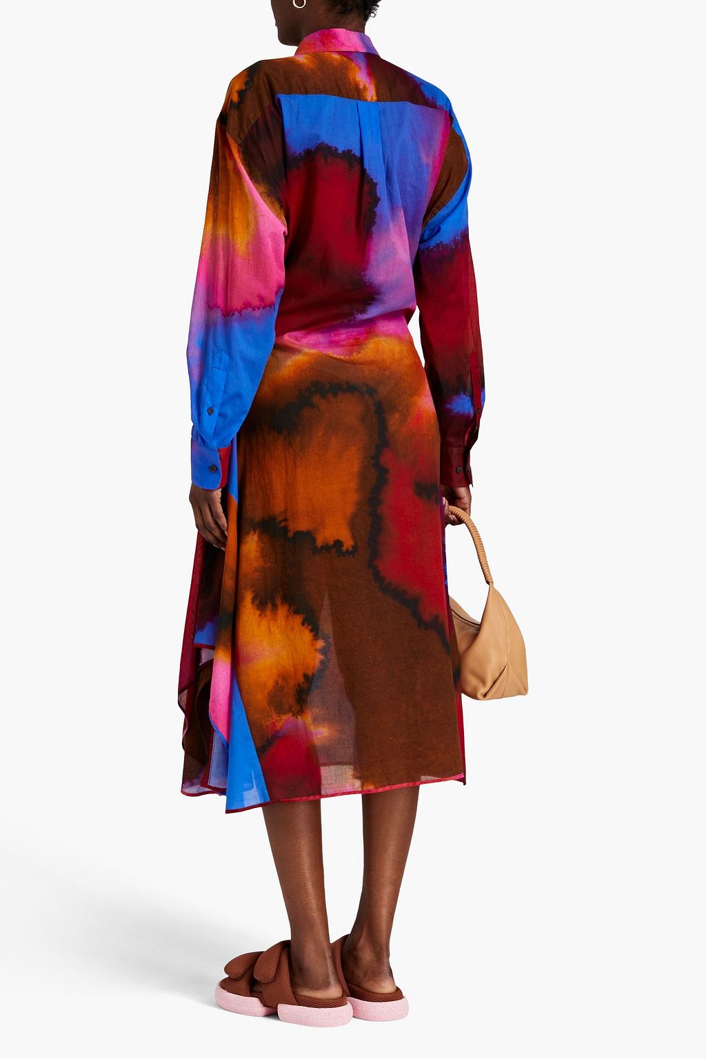 DRIES VAN NOTEN Draped printed cotton-voile midi shirt dress