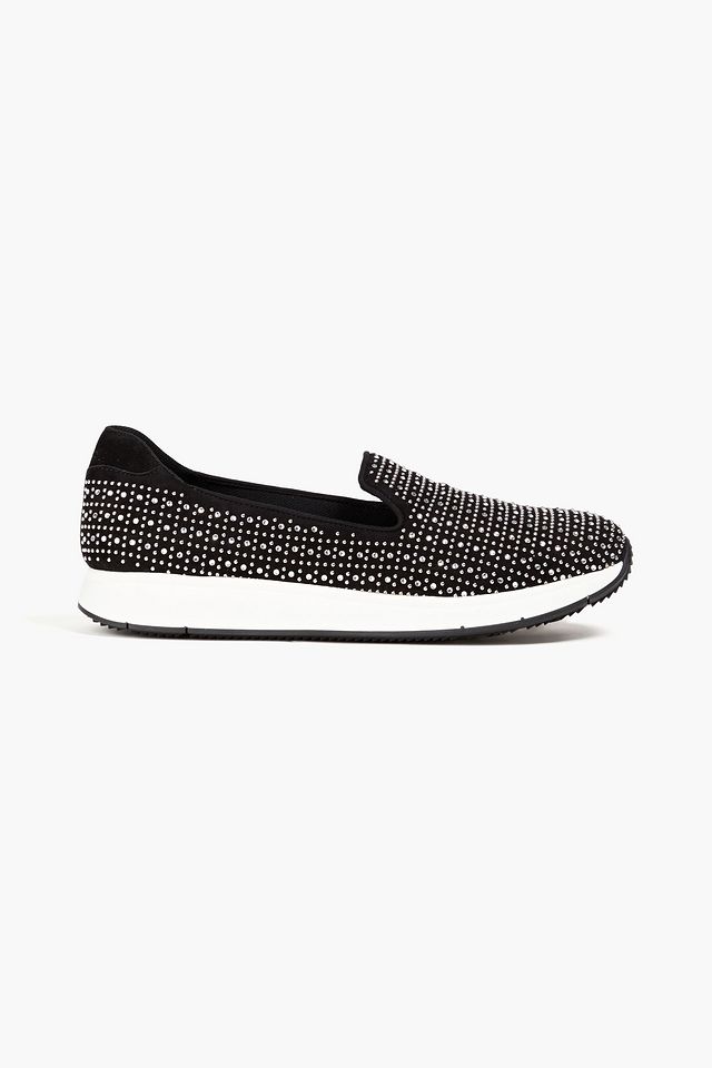 Omnia crystal-embellished suede slip-on sneakers