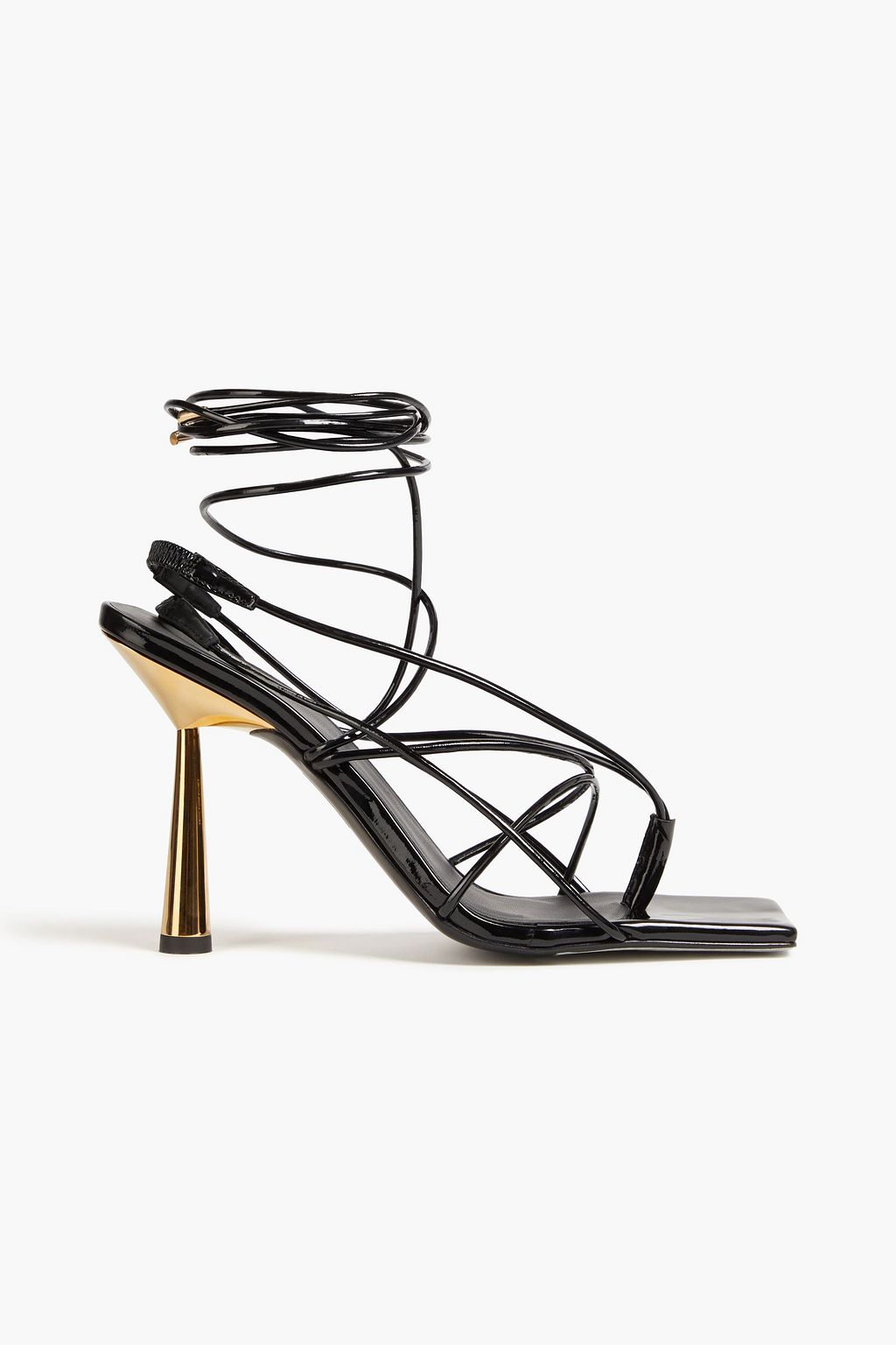 Lace up patent leather sandals