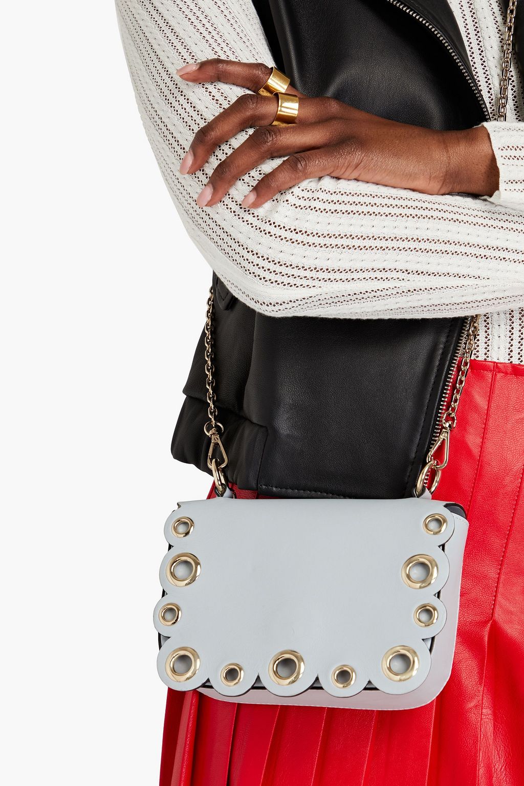 RED(V) Eyelet leather crossbody bag