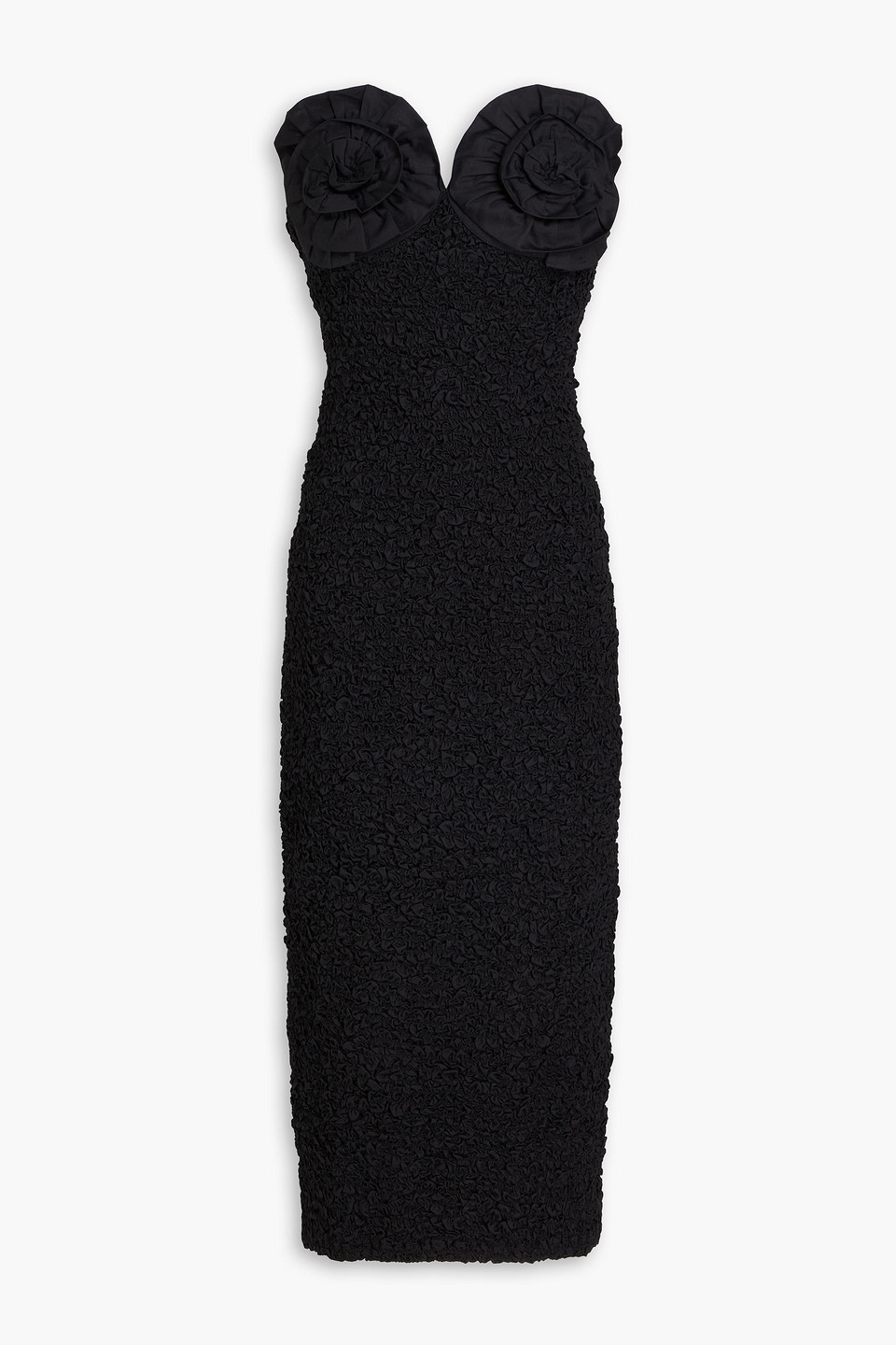 MARA HOFFMAN MONA STRAPLESS POPLIN-TRIMMED POPCORN COTTON MIDI DRESS