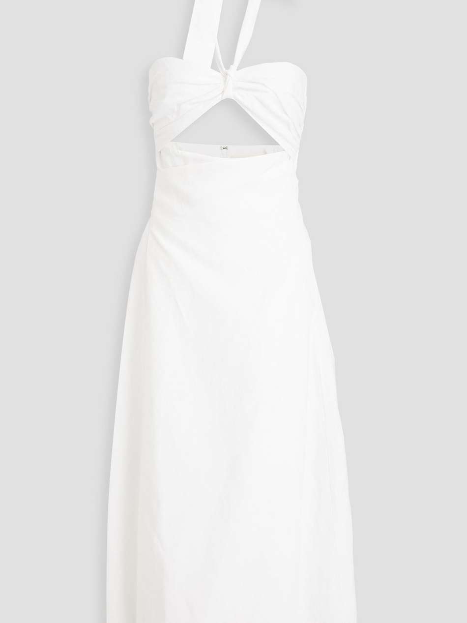 paula cutout tencel™-blend halterneck midi wrap dress