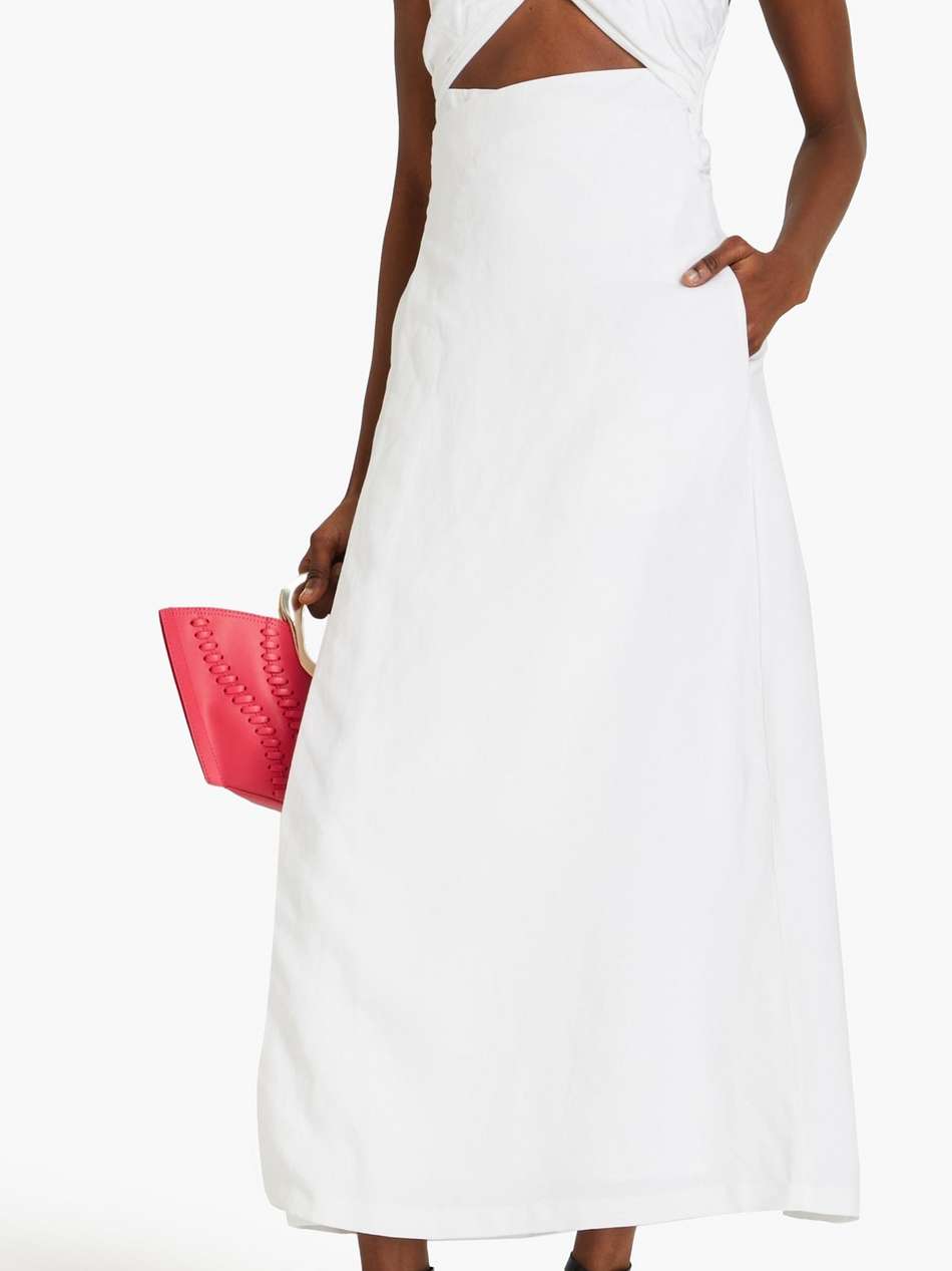 paula cutout tencel™-blend halterneck midi wrap dress