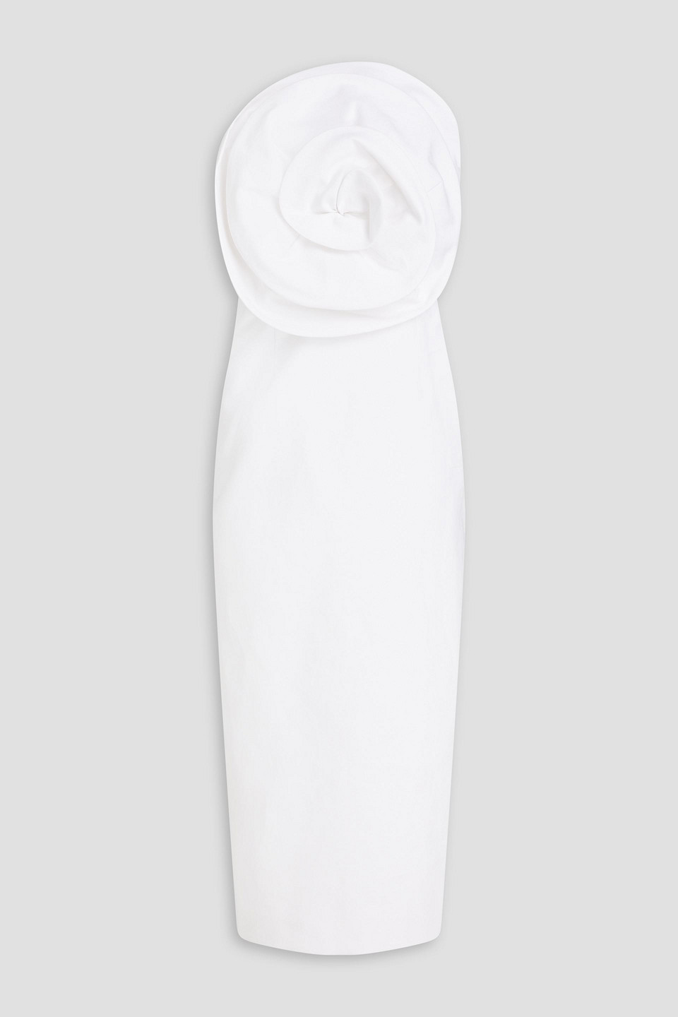 Shop Mara Hoffman Maia Strapless Appliquéd Tencel™and Linen-blend Midi Dress In Off-white