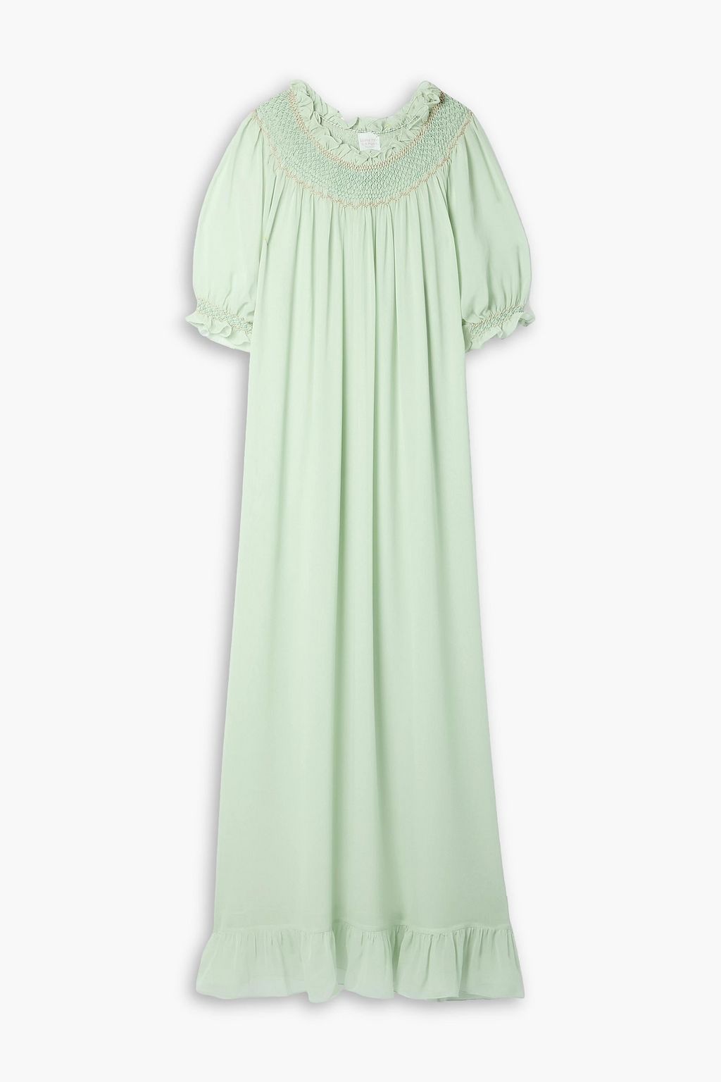 LORETTA CAPONI Loretta ruffled smocked silk-georgette nightdress | Sale up  to 70% off | THE OUTNET