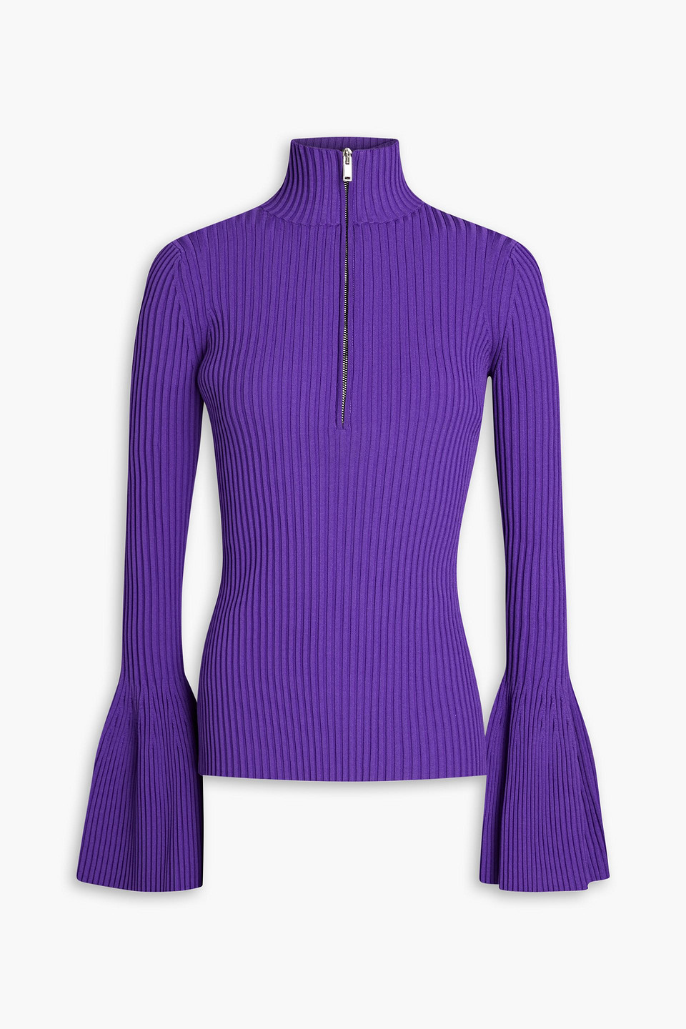 Proenza Schouler Ribbed-knit Half-zip Jumper In Purple