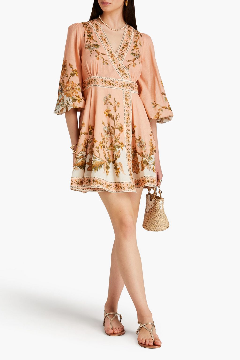 ZIMMERMANN Floral-print cotton-voile mini wrap dress