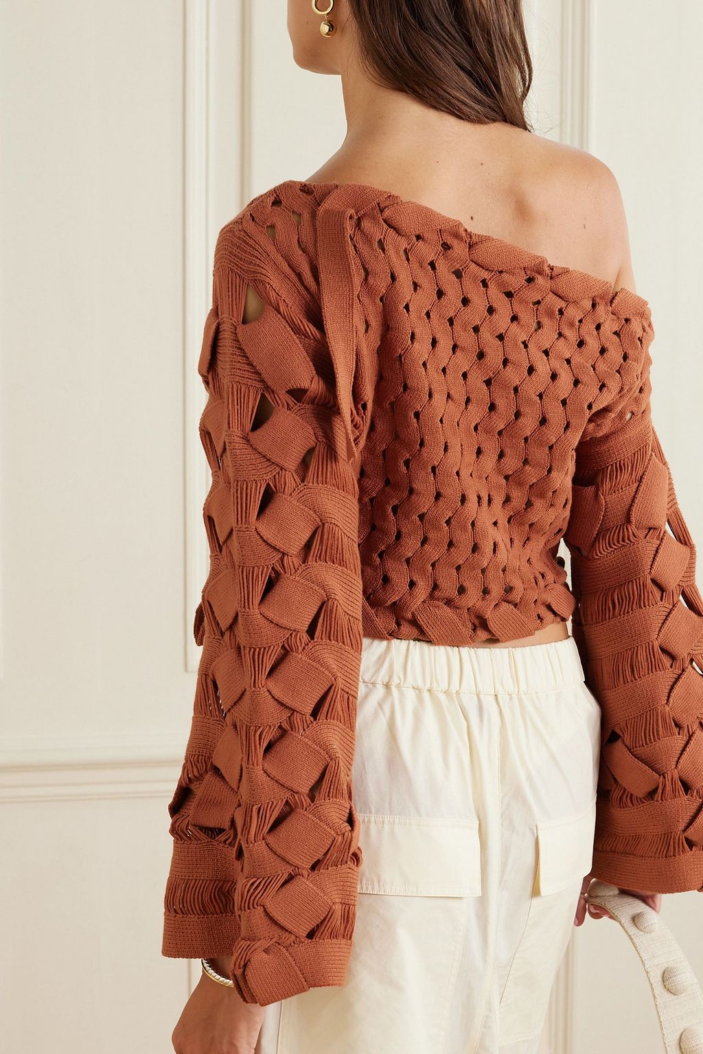 CULT GAIA Odette open-knit cotton-blend top