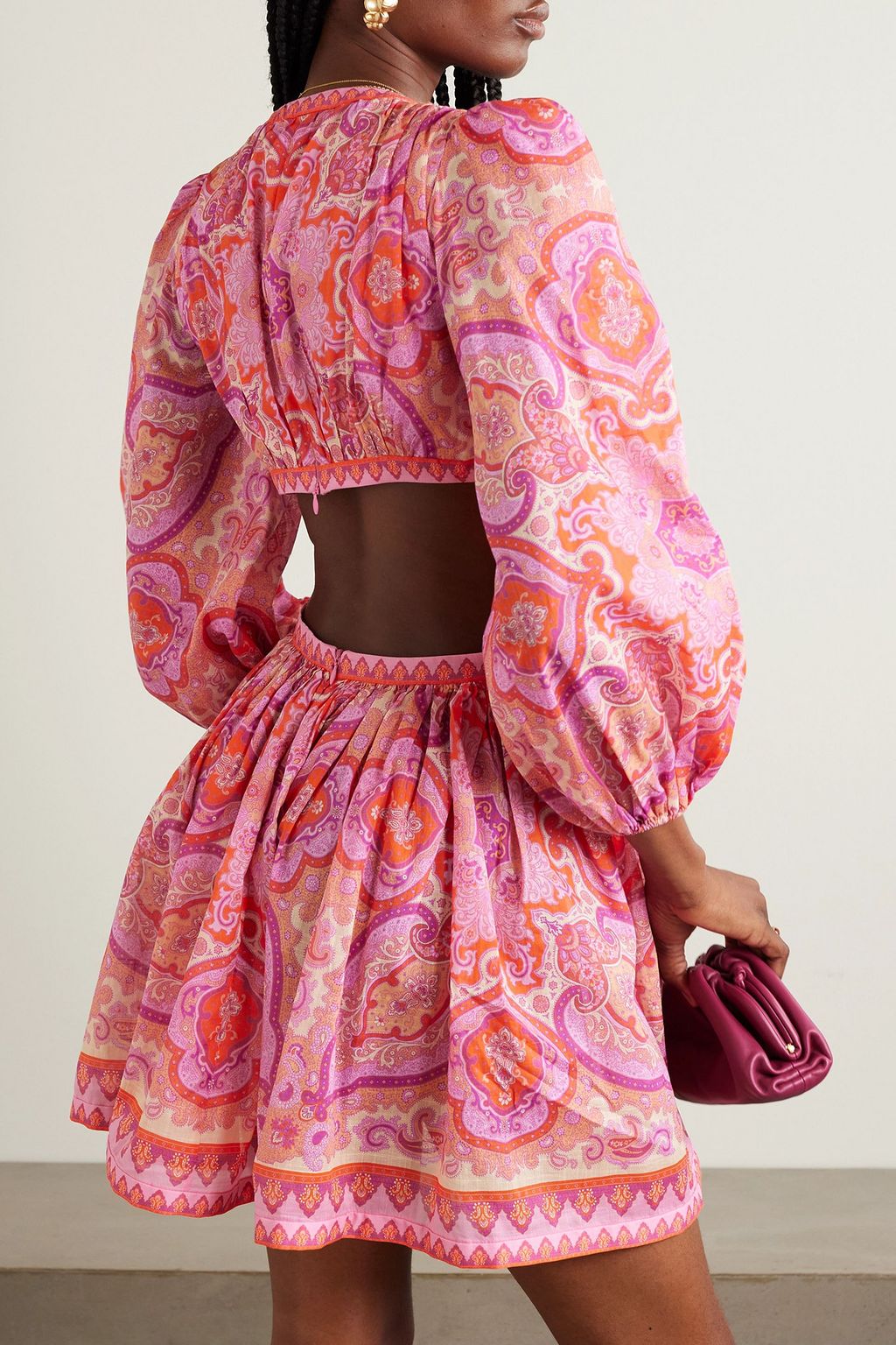 ZIMMERMANN Halcyon cutout paisley-print cotton-voile mini dress