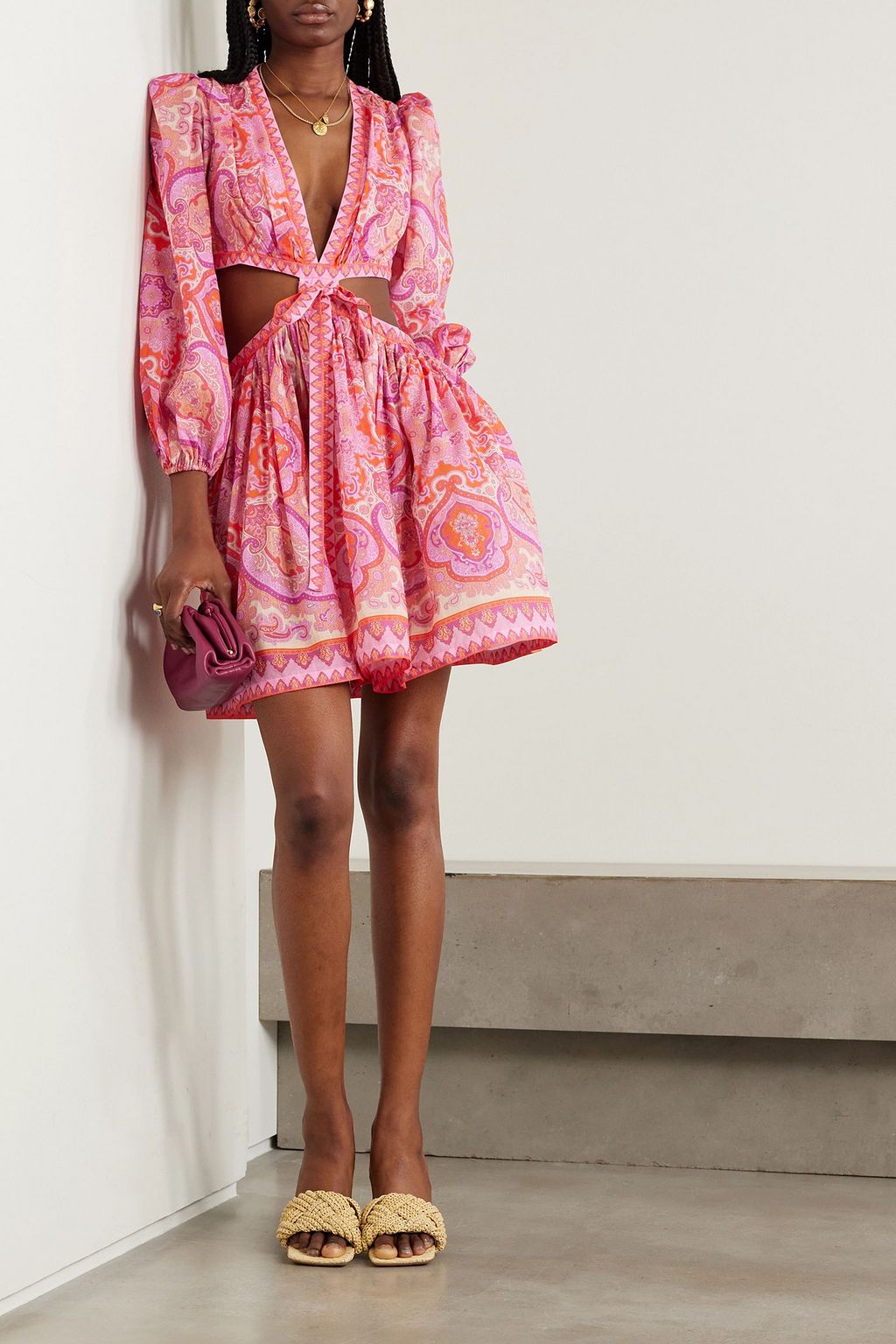 ZIMMERMANN Halcyon cutout paisley-print cotton-voile mini dress
