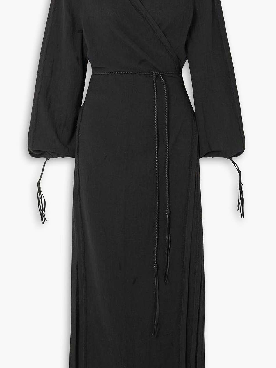 cahkiy belted wrap-effect cotton-gauze maxi dress