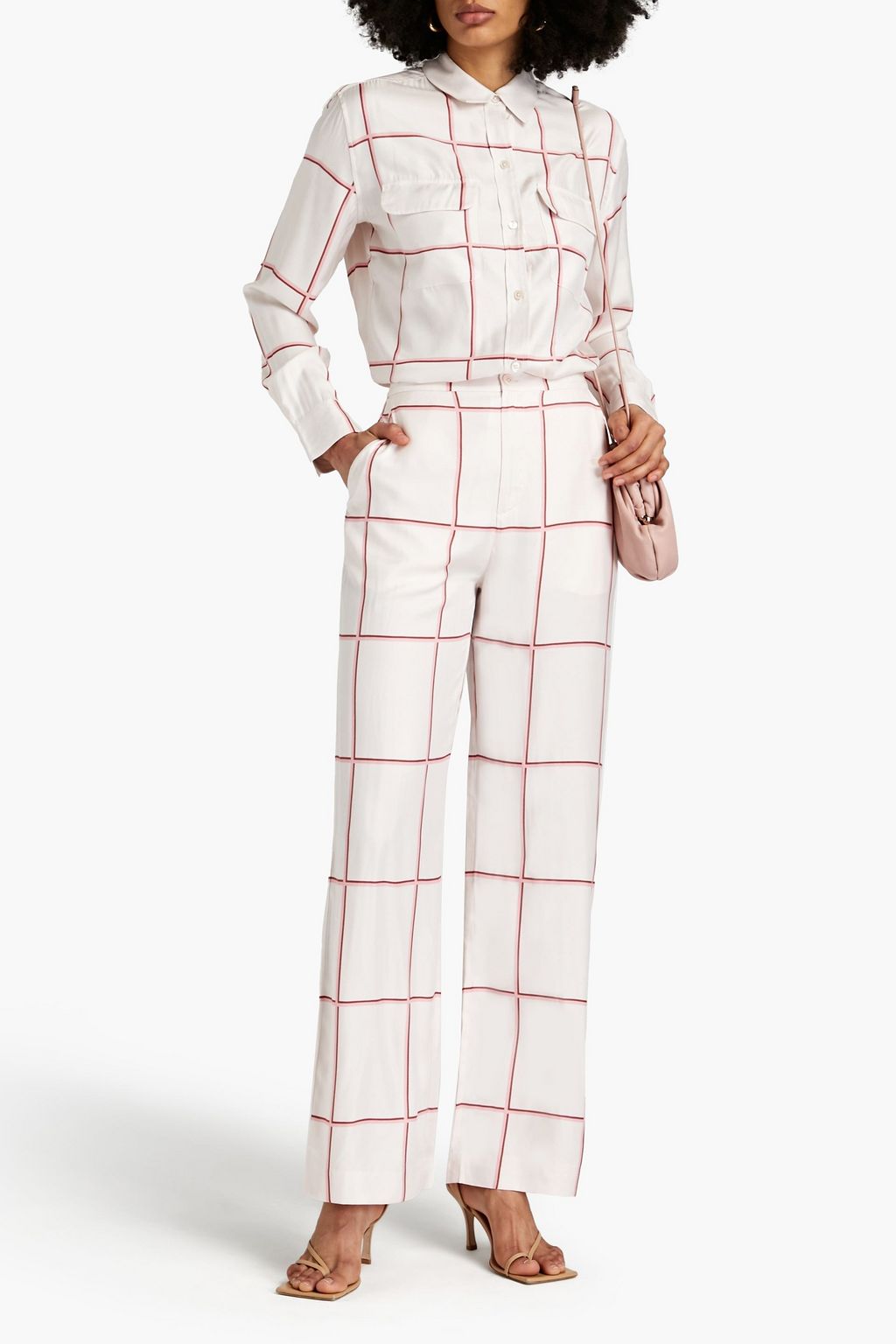 EQUIPMENT Aeslin checked satin wide-leg pants