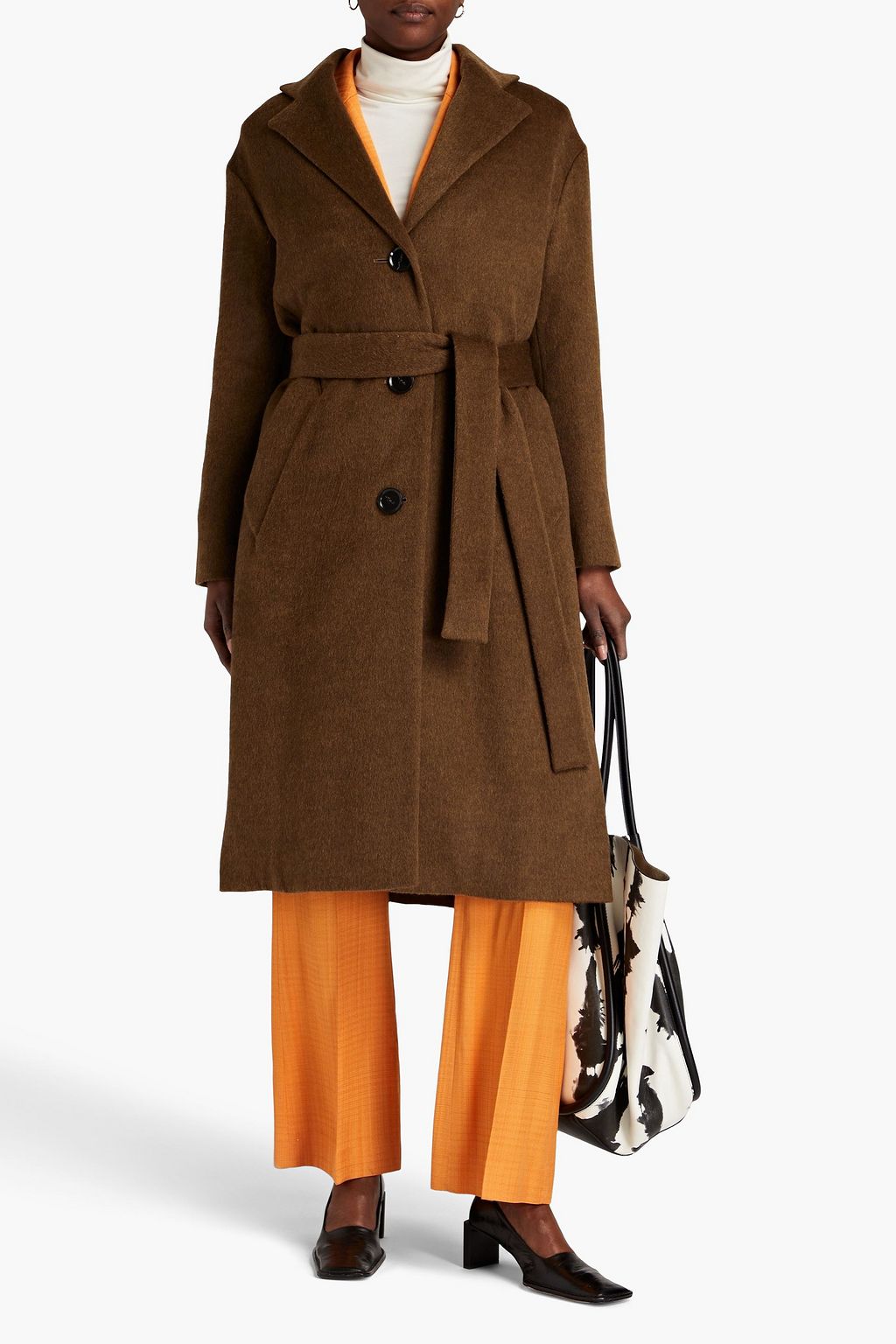 PROENZA SCHOULER Belted brushed wool-blend felt coat