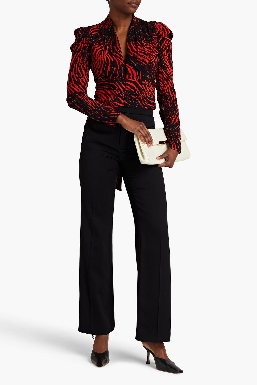PROENZA SCHOULER Ruched printed crepe de chine top