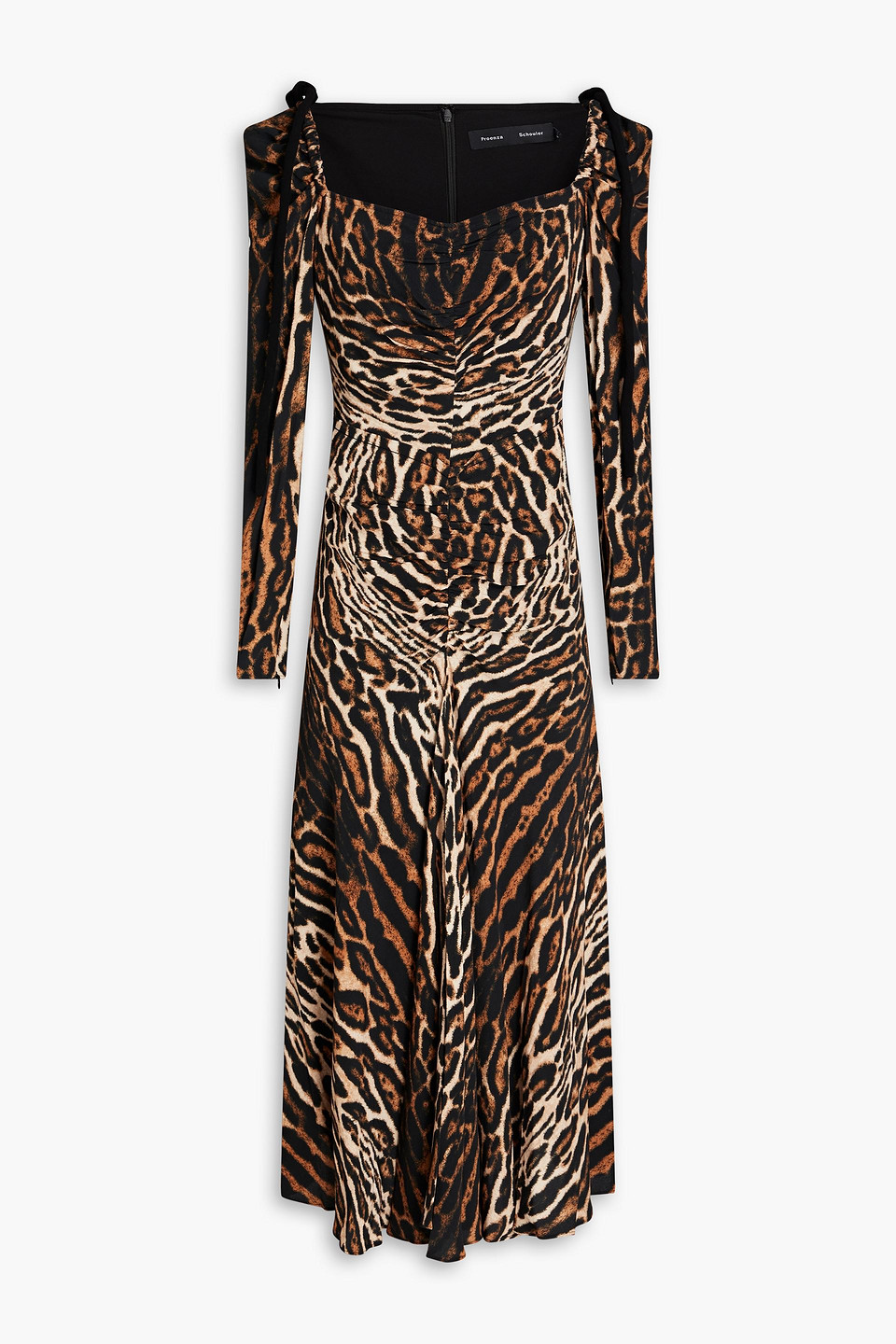 PROENZA SCHOULER RUCHED LEOPARD-PRINT CREPE DE CHINE MIDI DRESS 3074457345635834178