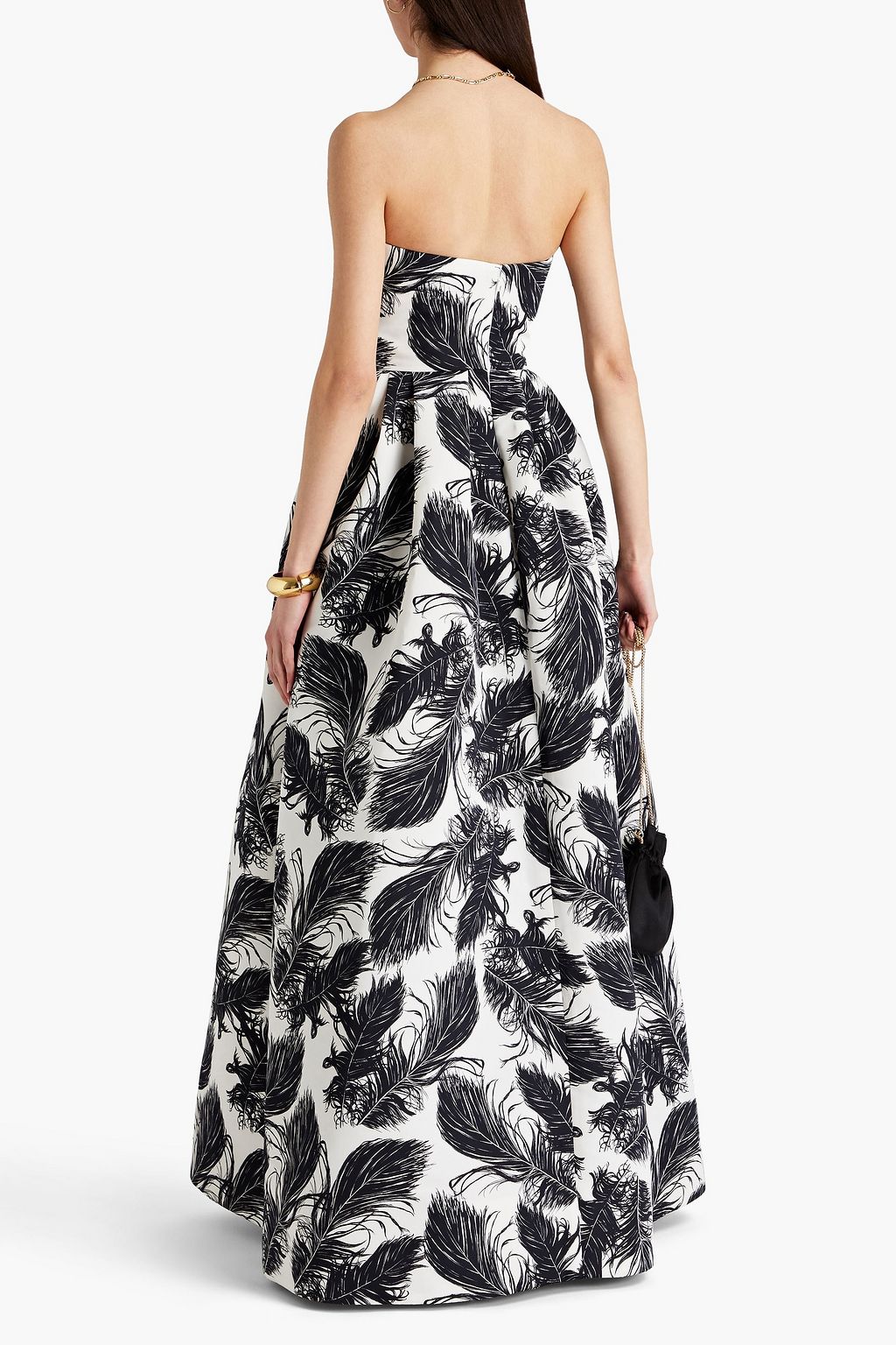 OSCAR DE LA RENTA Strapless print faille gown