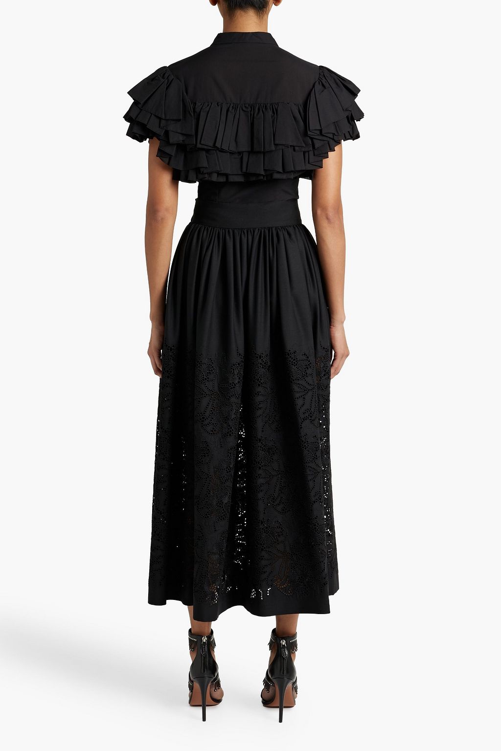 ALAÏA Cropped ruffled cotton-voile shirt