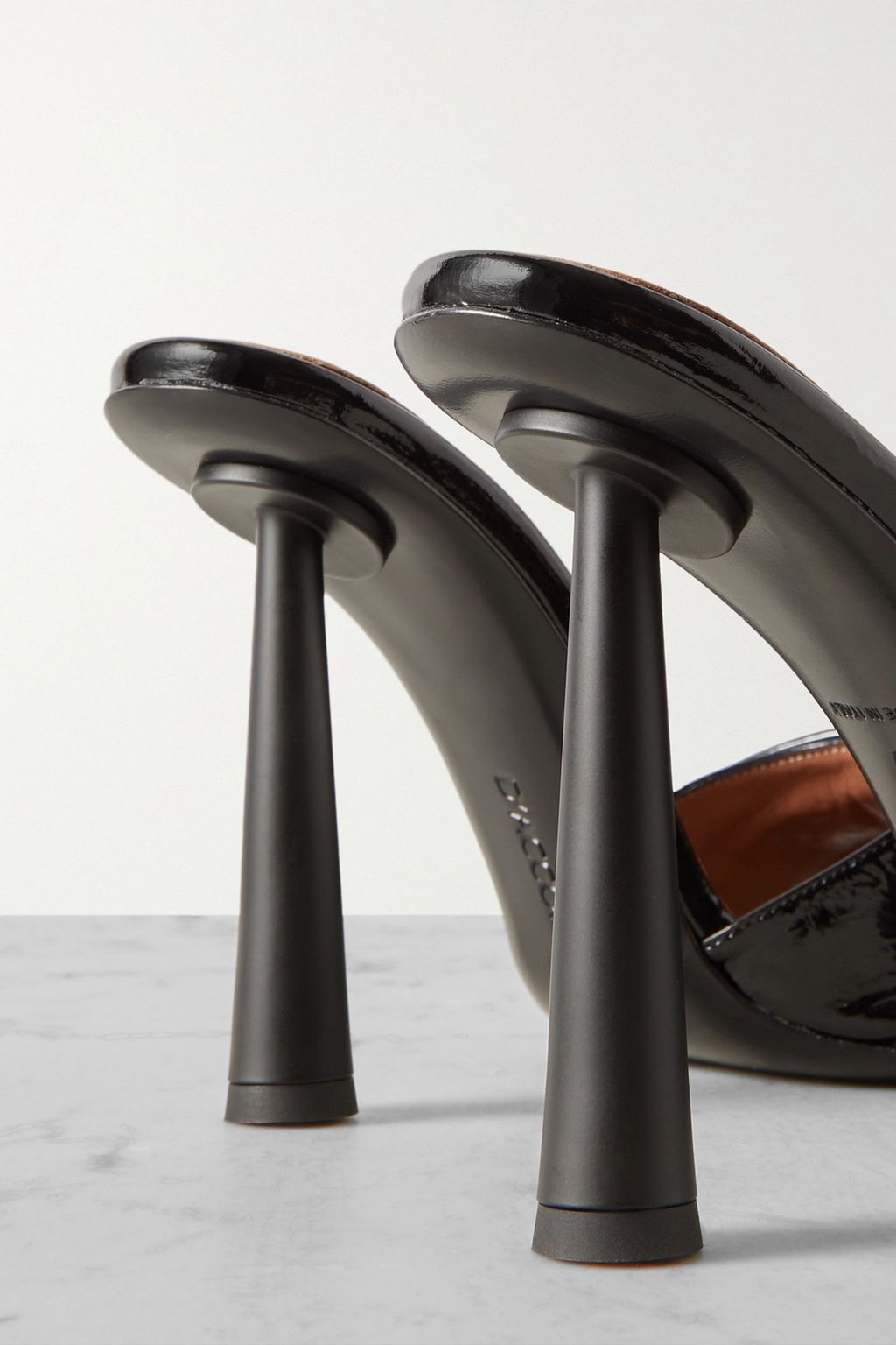 D'ACCORI Heat embellished ruched patent-leather mules