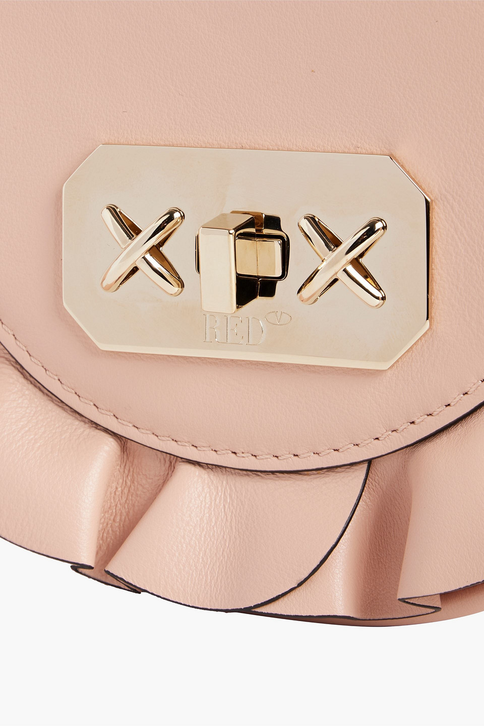 Redv Rock Ruffle Convertible Leather Belt Bag In Pastel Pink
