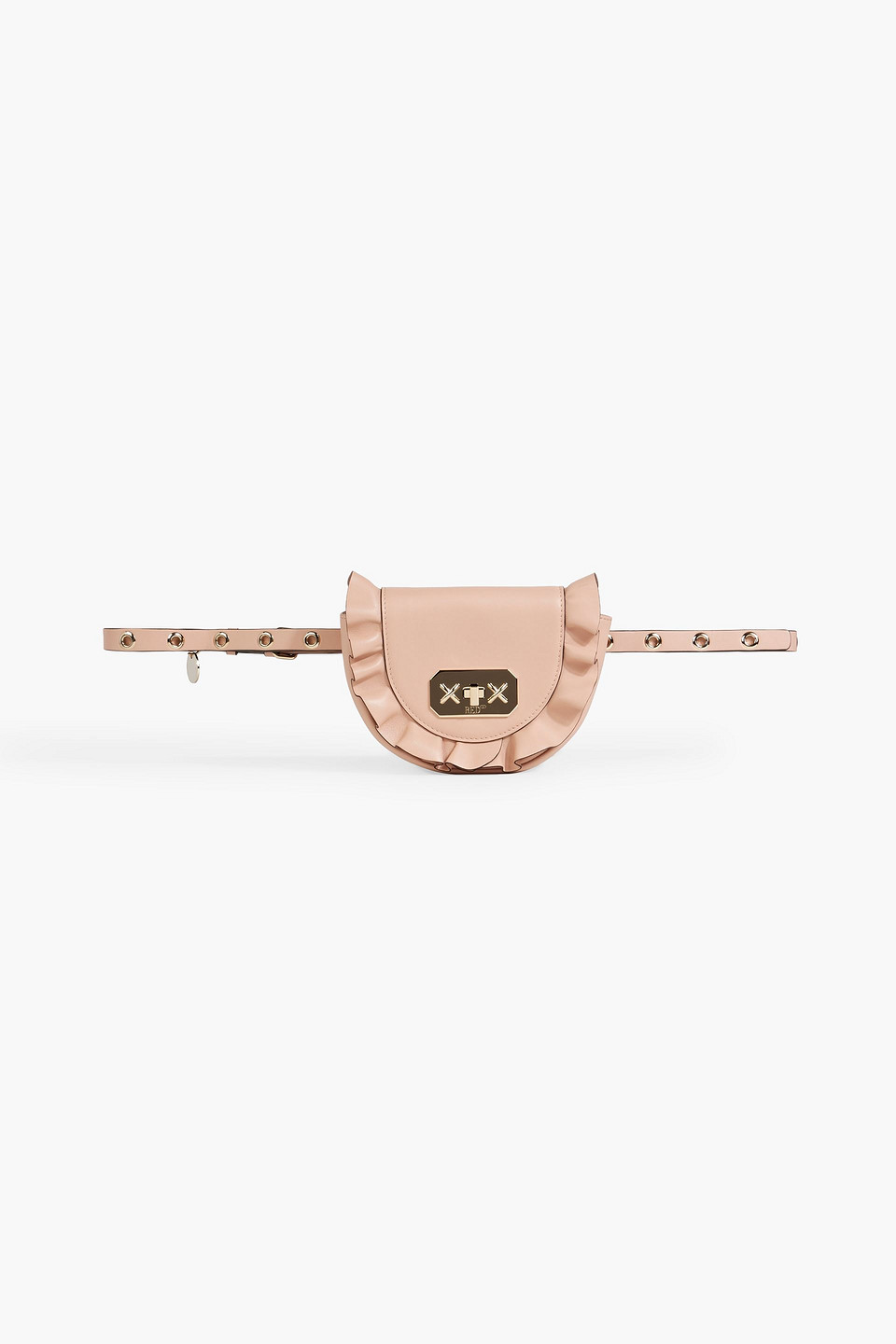 Redv Rock Ruffle Convertible Leather Belt Bag In Pastel Pink