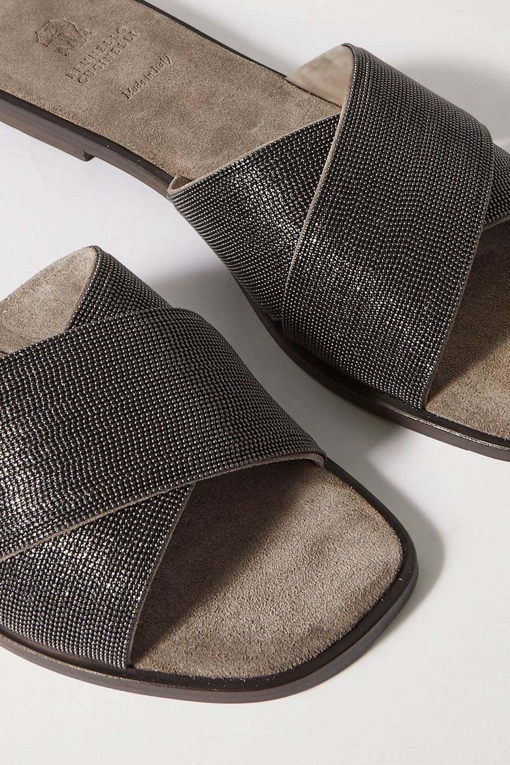BRUNELLO CUCINELLI Beaded suede slides