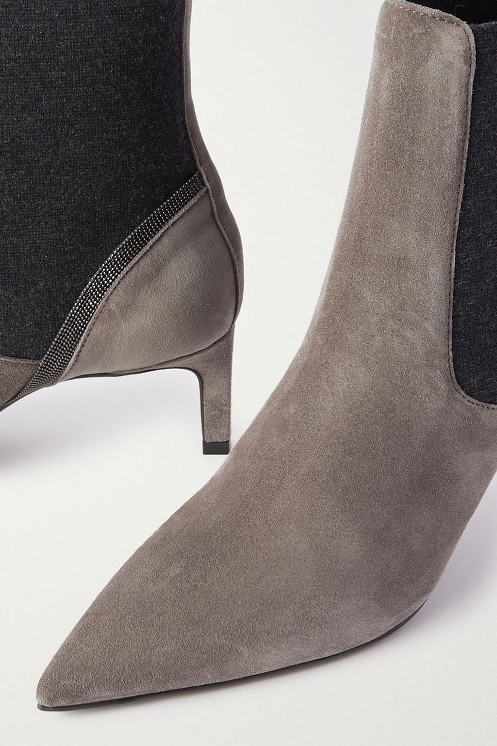 BRUNELLO CUCINELLI Bead-embellished suede ankle boots