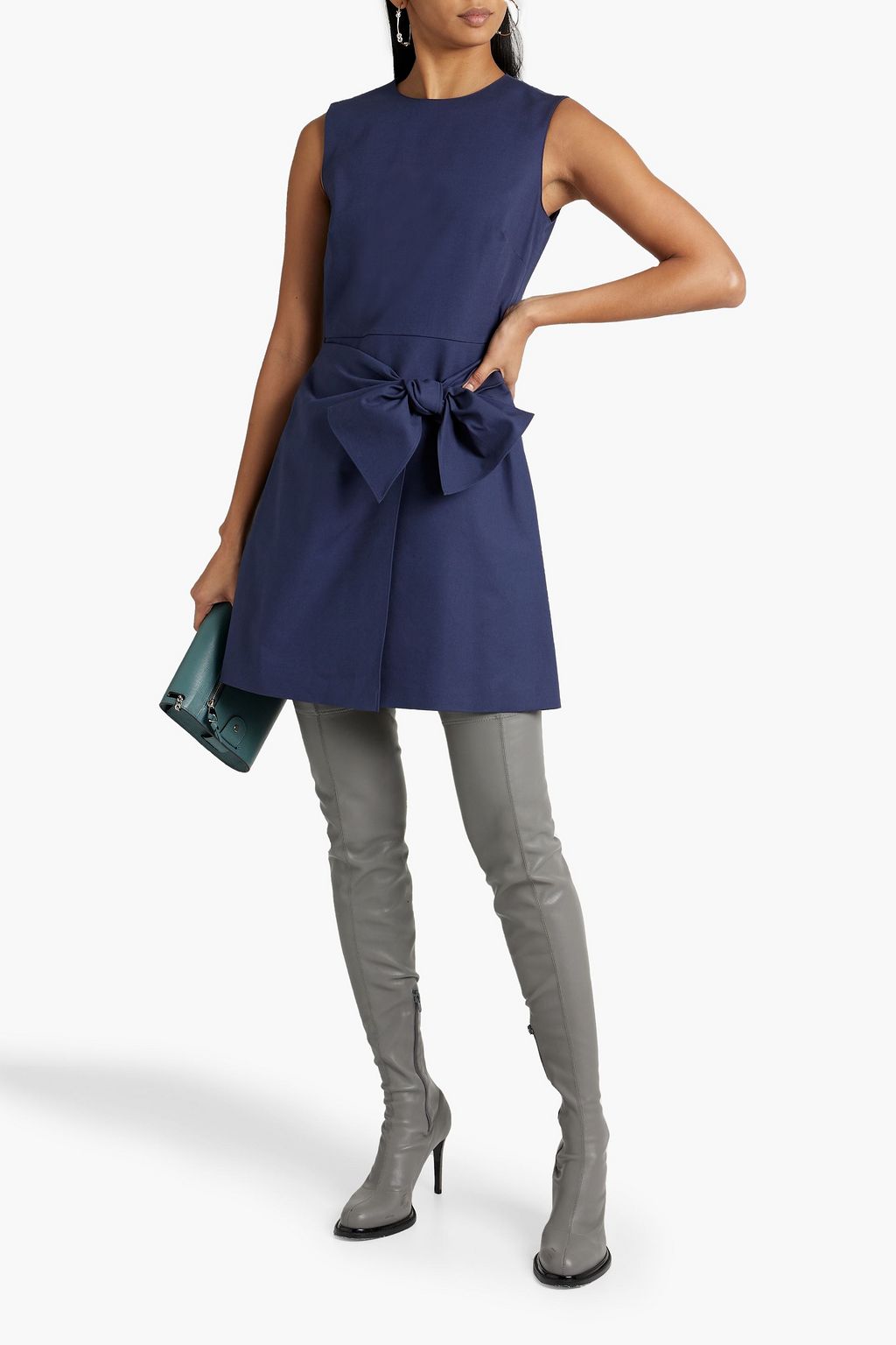 REDVALENTINO Bow-embellished stretch-cotton mini dress