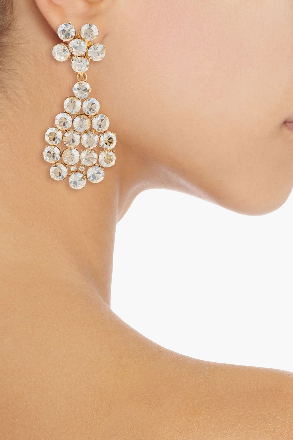 OSCAR DE LA RENTA Gold-tone crystal clip earrings