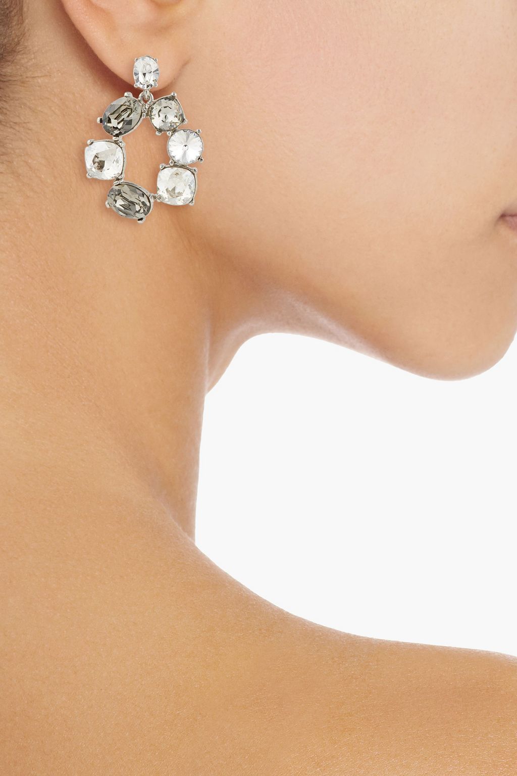 OSCAR DE LA RENTA Silver-tone crystal earrings