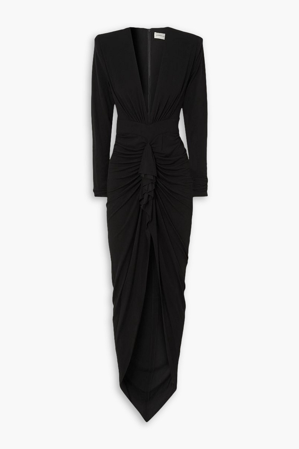 Alexandre Vauthier Ruffled Ruched Stretch-crepe Maxi Dress In Black