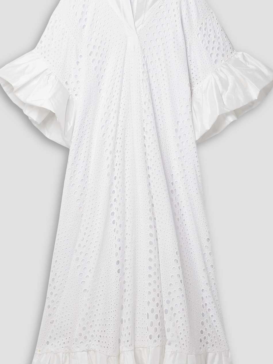 oversized shantung-trimmed broderie anglaise cotton and silk-blend maxi dress