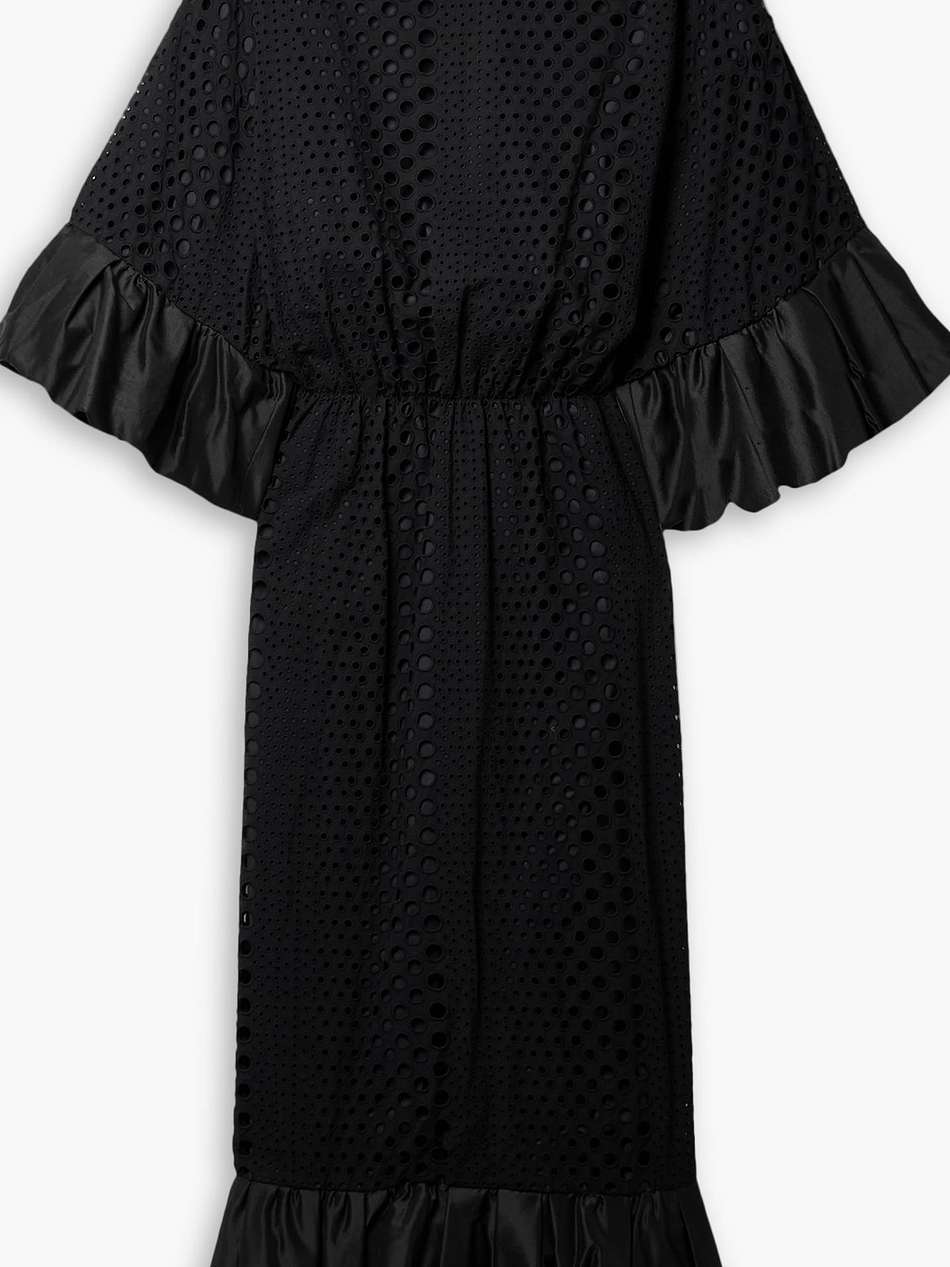 ruffled shantung-trimmed broderie anglaise cotton and silk-blend maxi dress
