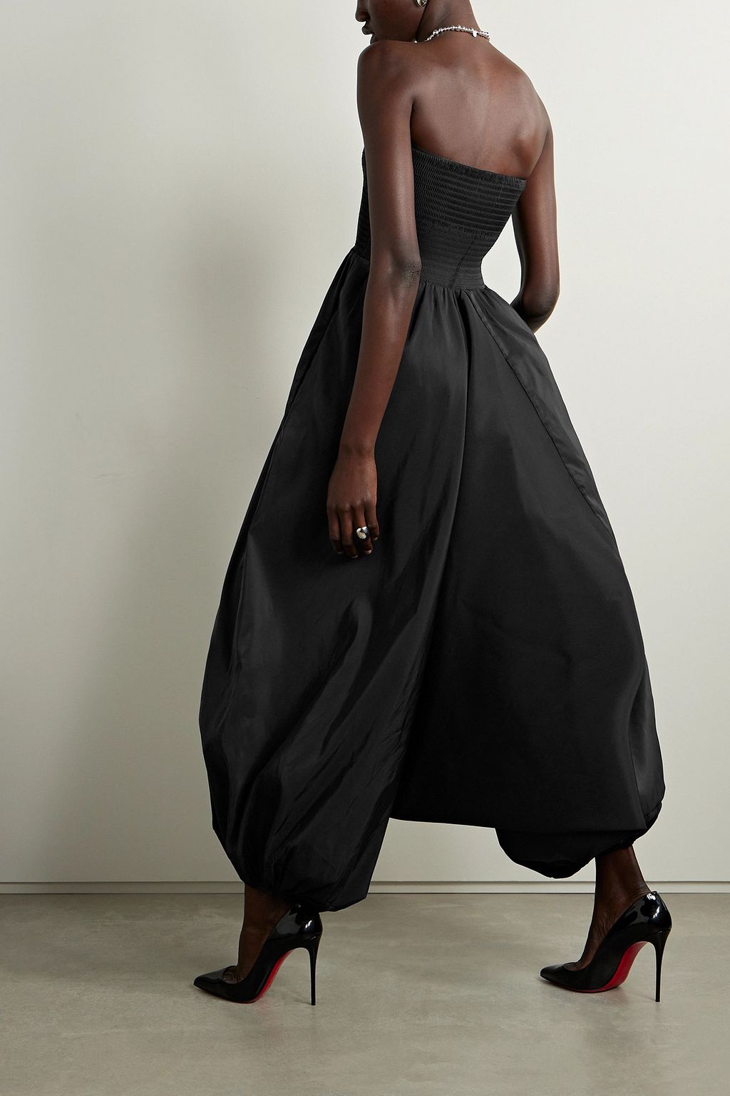 CHRISTOPHER JOHN ROGERS Strapless shirred silk-taffeta jumpsuit