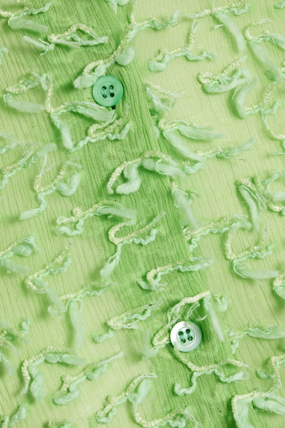 Dries Van Noten Fringed Crepon Shirt In Light Green