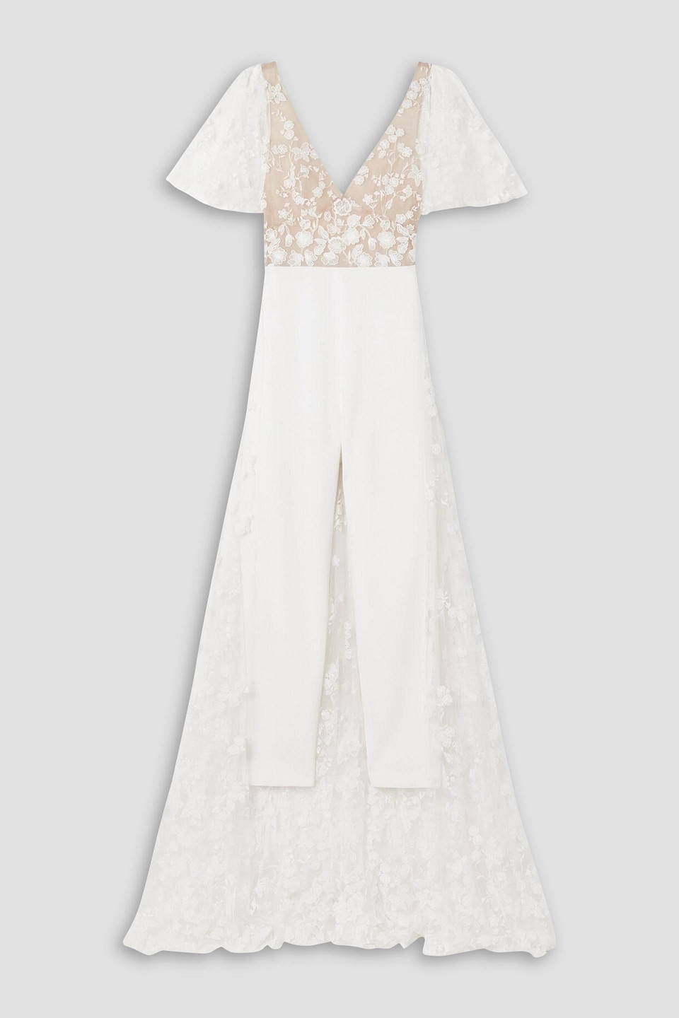 Rime Arodaky Malak Embroidered Tulle And Crepe Jumpsuit In White
