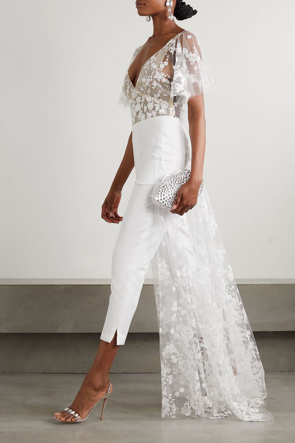 RIME ARODAKY Malak embroidered tulle and crepe jumpsuit