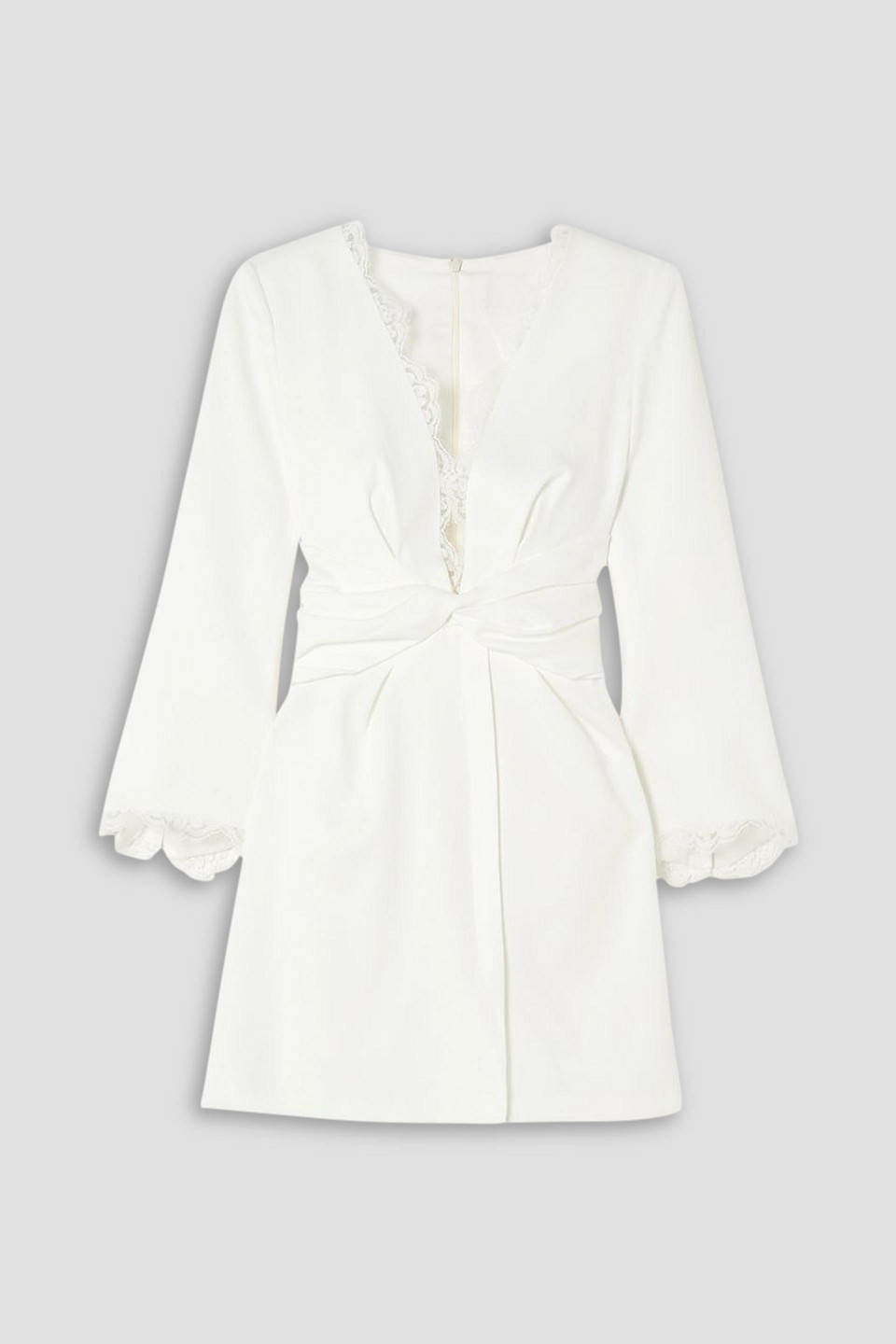 Rime Arodaky Twist-front Lace-trimmed Crepe Mini Dress In White