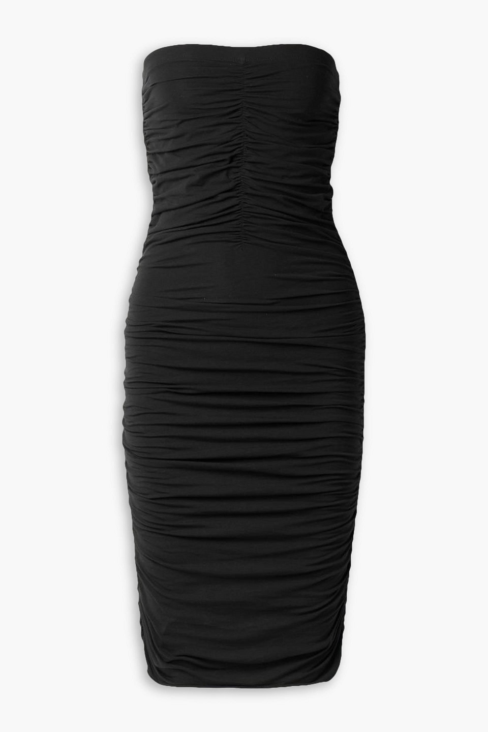 Skin Maia Strapless Ruched Pima Cotton-blend Jersey Dress In Black