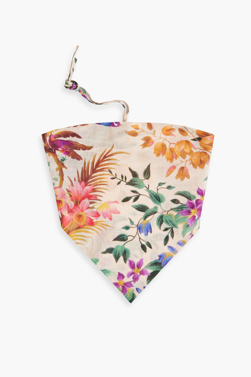 Zimmermann Floral-print Cotton Headscarf In Cream
