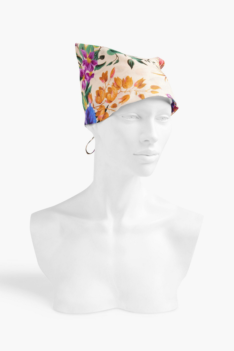 Zimmermann Floral-print Cotton Headscarf In Cream