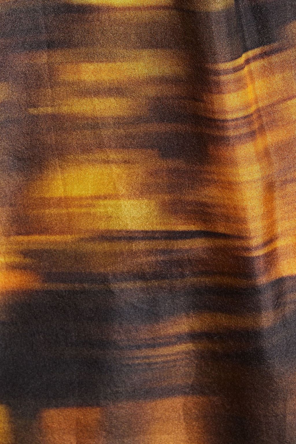 DRIES VAN NOTEN Pleated printed silk and cotton-blend wide-leg pants