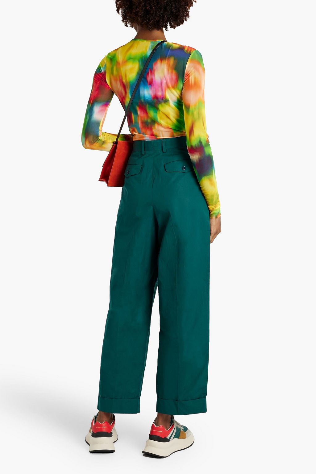 DRIES VAN NOTEN توب من التول المرن مزين بطبعات
