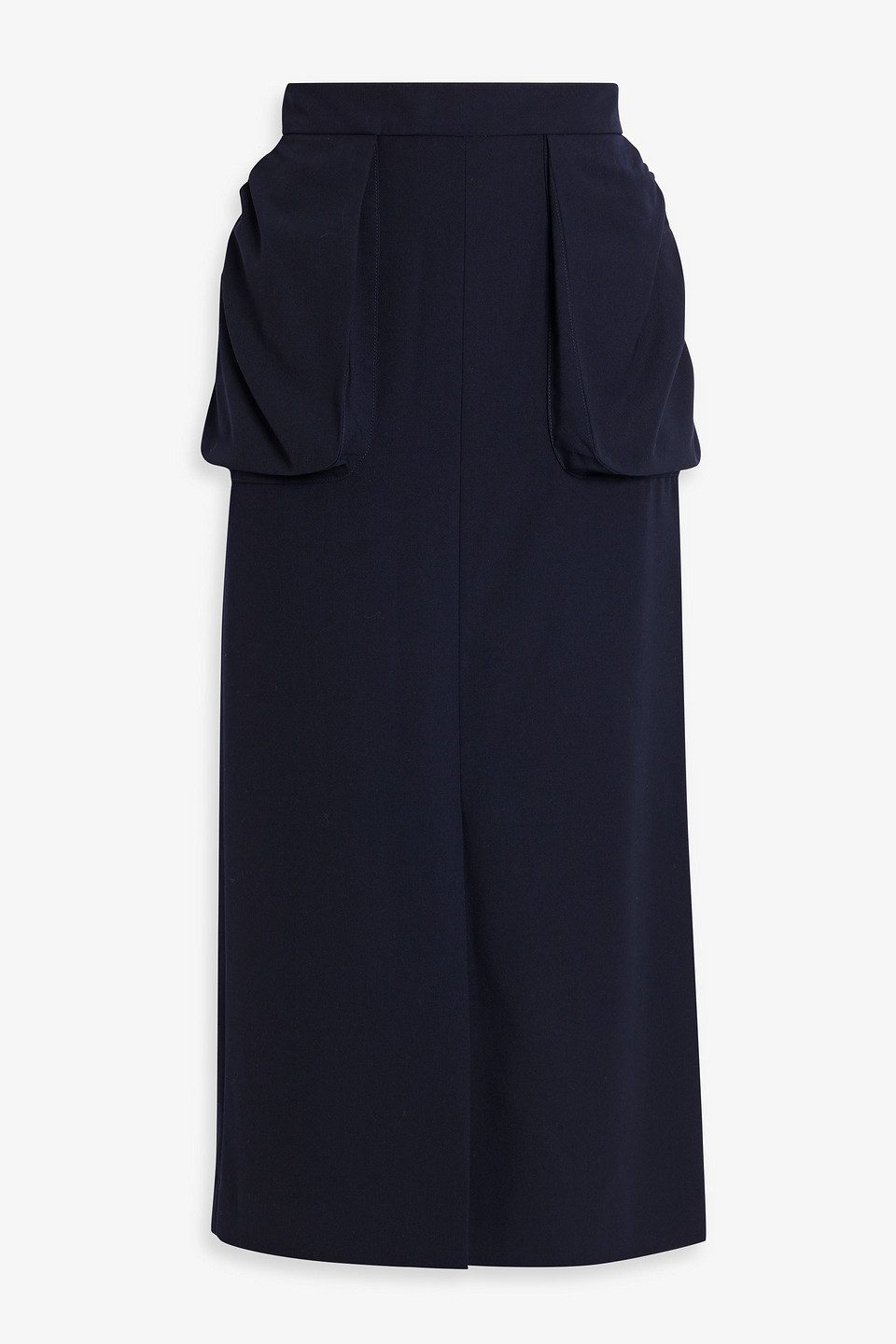 dries van noten - ruched twill midi skirt - blue - fr 34