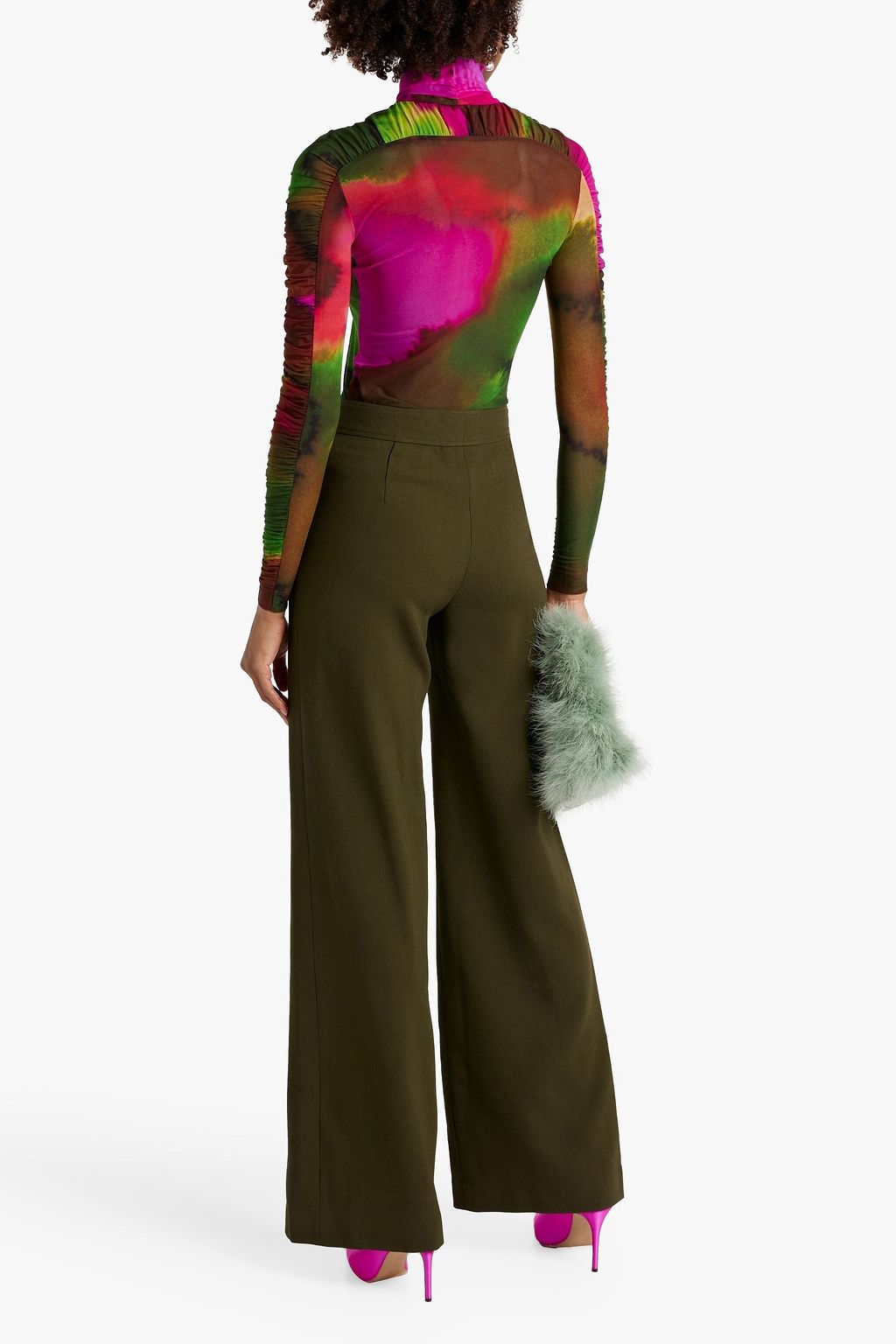 DRIES VAN NOTEN Pintucked wool-twill wide-leg pants