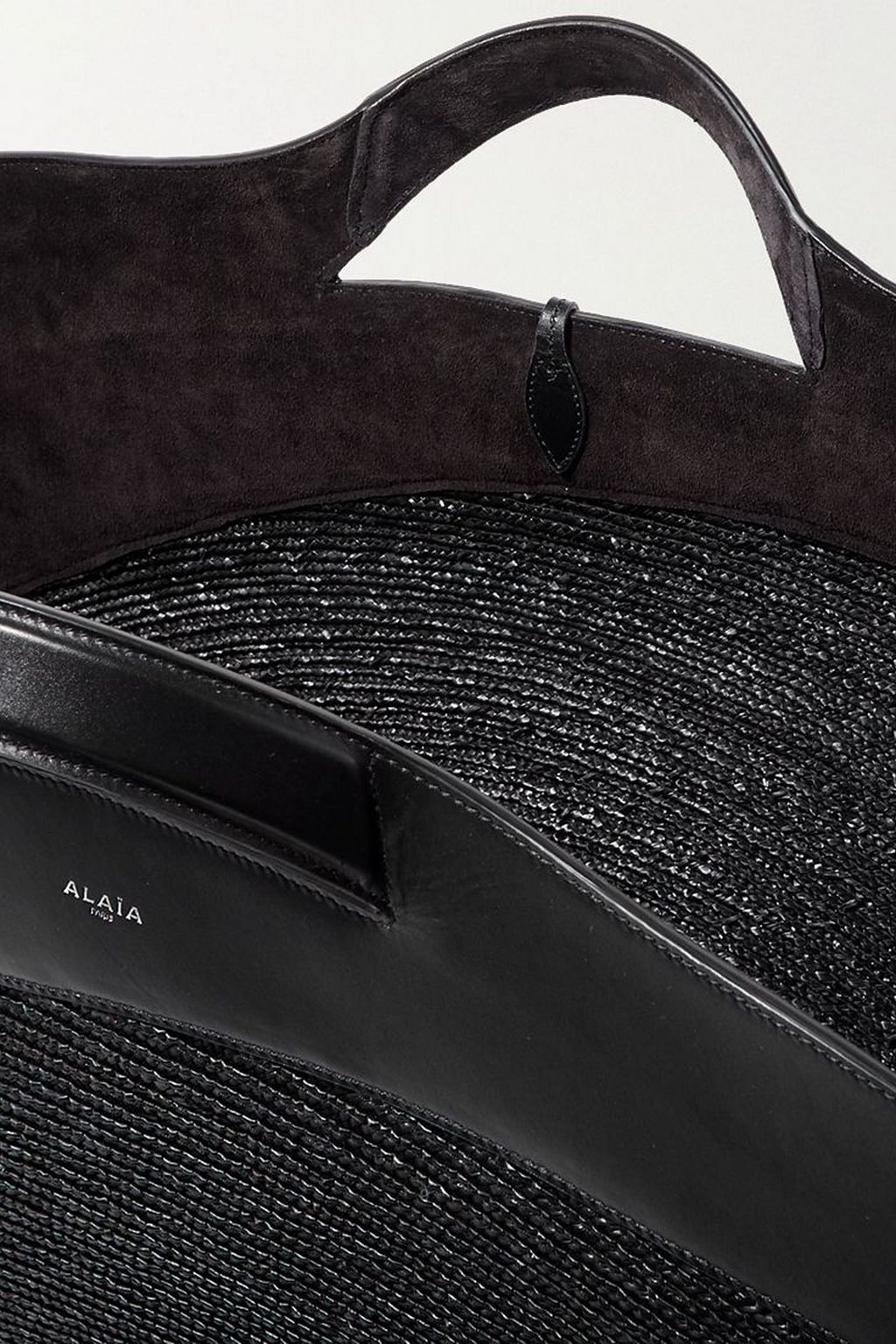 ALAÏA Khaima large leather-trimmed straw tote
