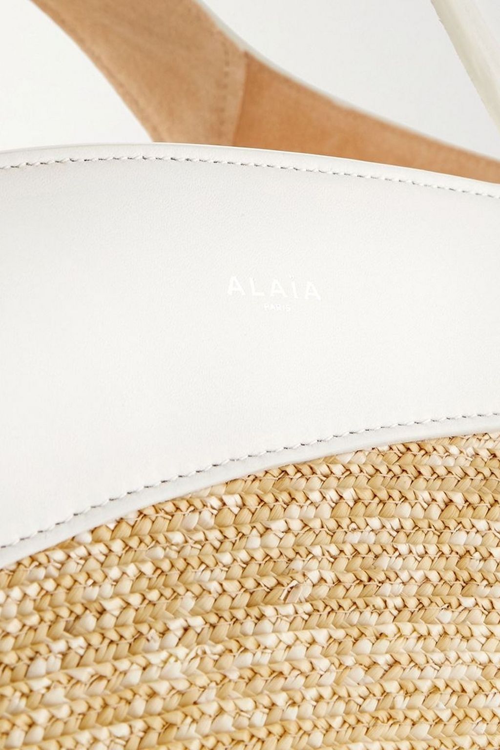 ALAÏA Khaima large leather-trimmed straw tote