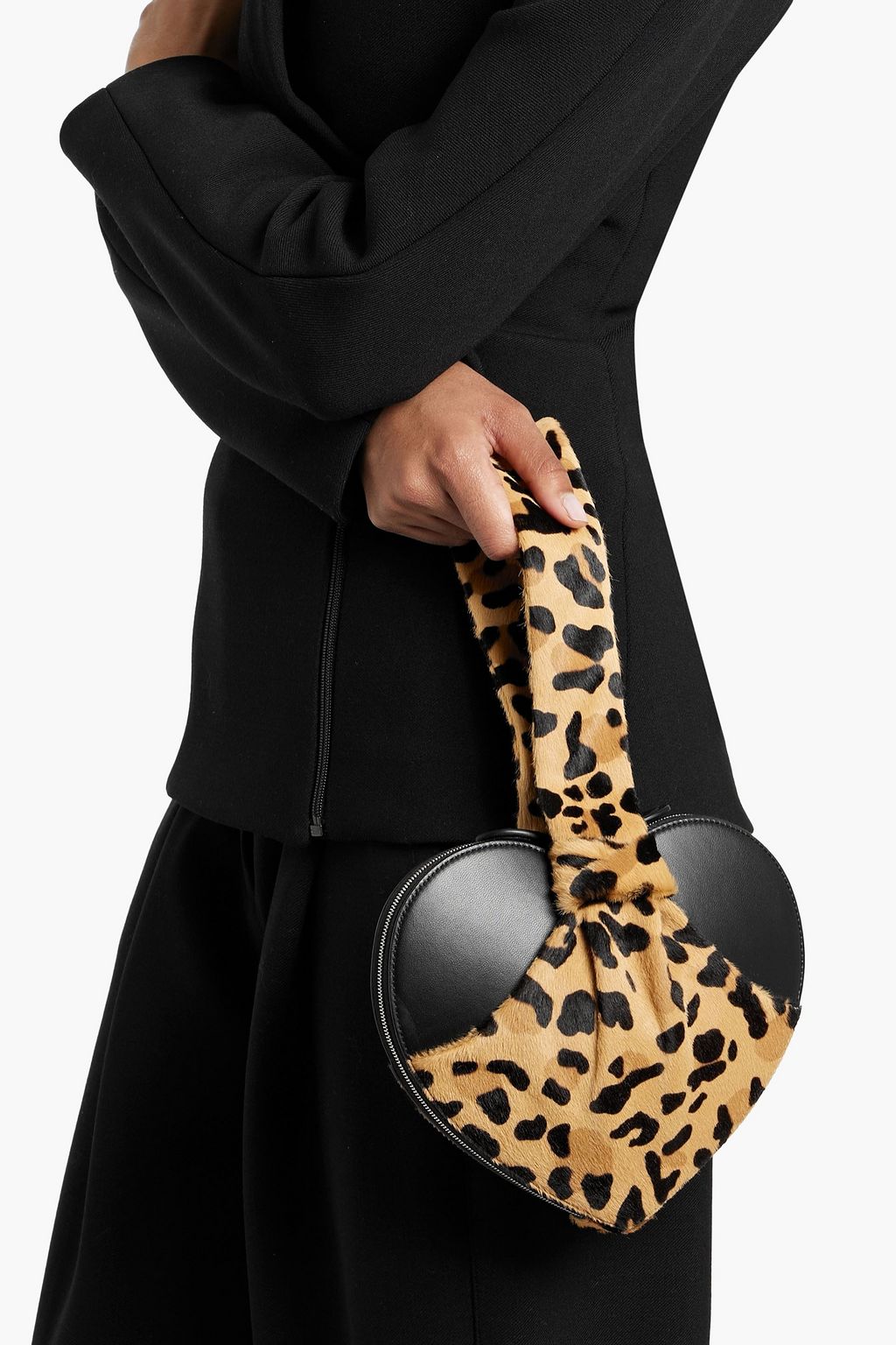 ALAÏA Le Cache Coeur leopard-print calf hair and leather clutch